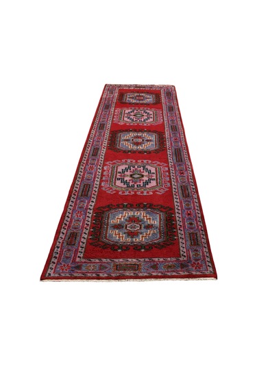 Zehra Abla Halı El Dokuma Benzersiz Sandıklı Kareli Uşak Manisa Yolluk Yün Halı 5602 Renkli