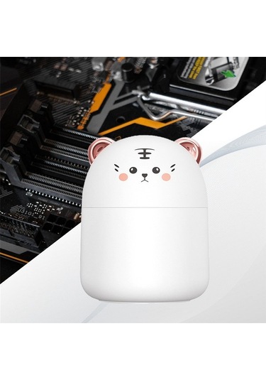 Agoodshop 250ml Mini Sevimli Pet Hava Temizleme Nemlendirici Ev Beyaz Için Atmosfer Işığı İle Hava Neml