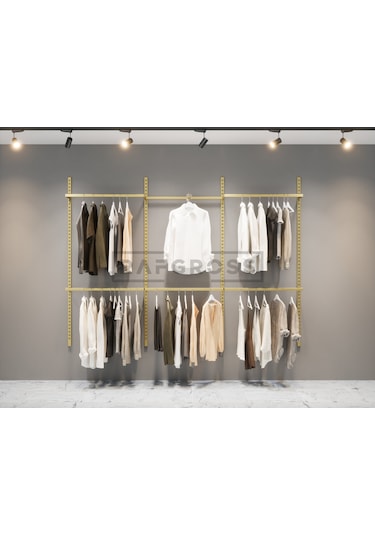Mağaza Raf Sistemi, Askılık Sistemi, Butik, Mağaza Stand-185x200 Gold