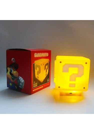 Youmex Mario Bros Soru İşareti Gece Lambası - Nostaljik 2w Işıklı Oyuncu Alet, Çocuk Odası Dekoru, 12v Pilli Fonksiyonlu Sari