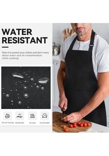 Fastbuy Ekstra Büyük Erkek Şef Önlüğü Seti, Siyah, Ayarlanabilir, Uzun Kollu Diğer
