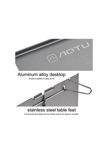 Aotu At6759 Açık Hava Ultra Hafif Portatif Katlanır Küçük Masa Siyah Gümüş