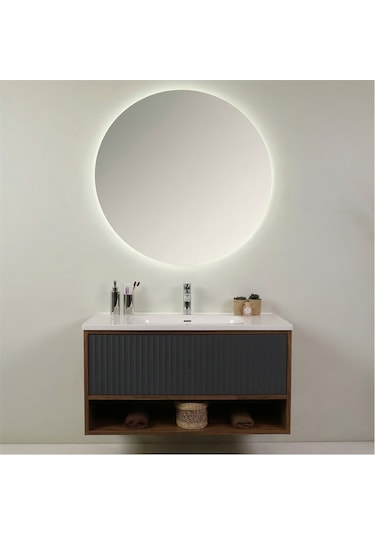 Kobos Elegant 100 Cm Banyo Dolabı Seti Miling Oak + Argento Antrasit