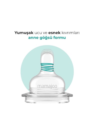 Mamajoo Anti-kolik Biberon Emzikleri 12ay+, Yoğun Akışlı, 2li Paket