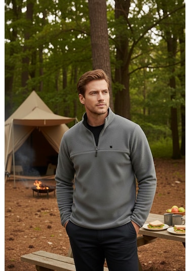 Buratti Slim Fit Anti-Pilling Tüylenme Yapmayan Bato Yaka Kışlık Şardonlu Erkek Polar 5906001 Gri Buratti Slim Fit Anti-Pilling Tüylenme Yapmayan Bato Yaka Kışlık Şardonlu Erkek Polar 5906001 Gri