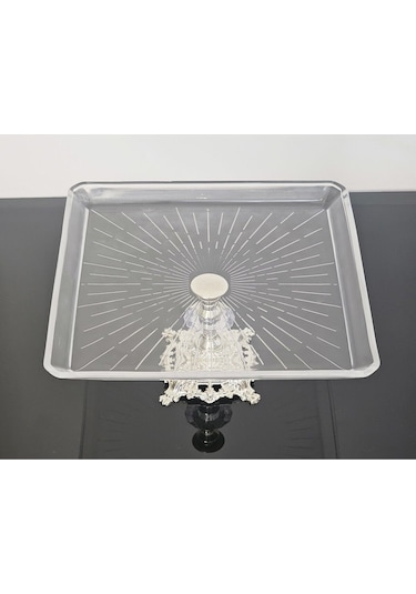 Atabey Home Döküm Ayaklı Kare Servis Tabağı Gümüş Ayak