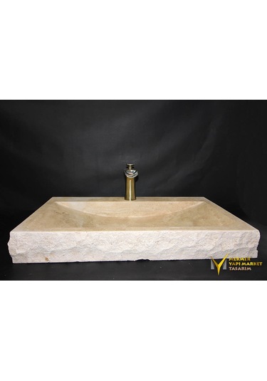 Traverten Batarya Çıkışlı Yay Patlatma Lavabo