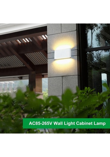 Tongxida Ip65 Su Geçirmez Led Duvar Lambası, Ac 85-265v, Sıcak Beyaz, Metal/siyah, 175x90x27mm Beyaz