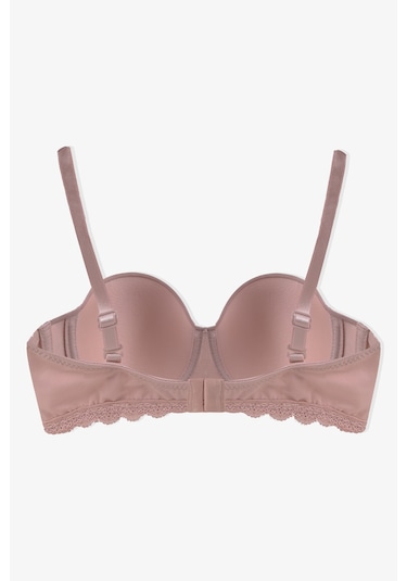 Kadın Dolgusuz Mikro Straplez Sütyen Machiato Koyu Kahve