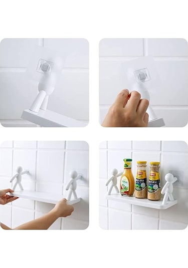 Dekoratif Mutfak Rafı Baharatlık Kendinden Yapışkanlı Raf Çöp Adam Mutfak Düzenleyici Çok Renkli