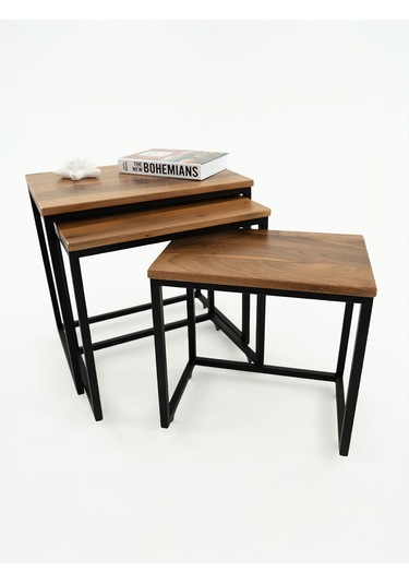 3'lü Ceviz Ağacı Eko Zigon Sehpa