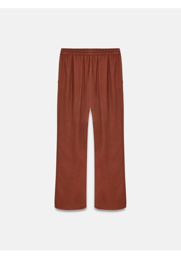 Dilvin 72225 Beli Lastikli Dökümlü Pantolon-kiremit Kiremit