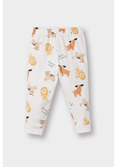 Defacto Erkek Bebek Pijama Takımı Hayvan Desenli Uzun Kollu Penye Üst Uzun Alt E9473a525aubg286 Bej