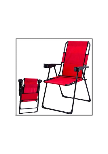Bardaklıklı Kırmızı Katlanabilir Kamp Sandalyesi-tab.247 Çok Renkli