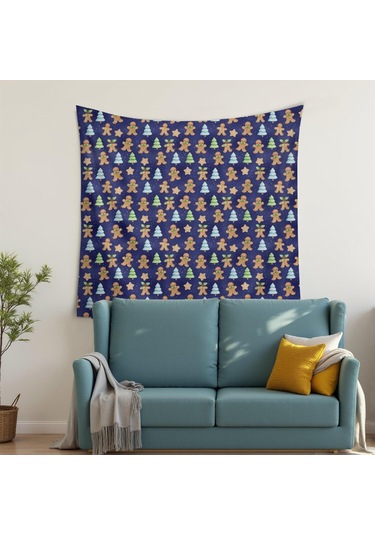 Noel Desenli 50x50 İnç Kare Duvar Halısı, Yumuşak Kumaş, Oturma Ve Yatak Odası Süslemesi İçin