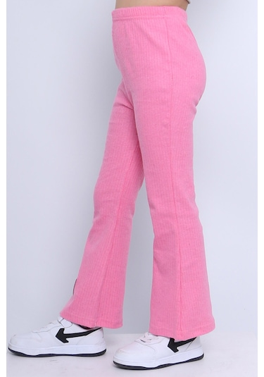 Kız Çocuk Triko Tayt İspanyol Paça D2 Pembe