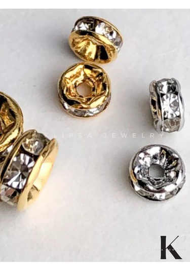 Klipsa Jewelry 20 Adet, 6 3 Mm Altın Rengi Taşlarla Süslenmiş Boncuklar İçin Ayırıcılar 243395145