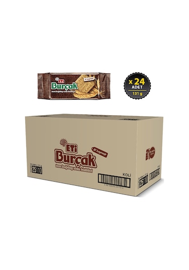 Eti Burçak Tam Buğday Unlu Bisküvi 24 x 131 G