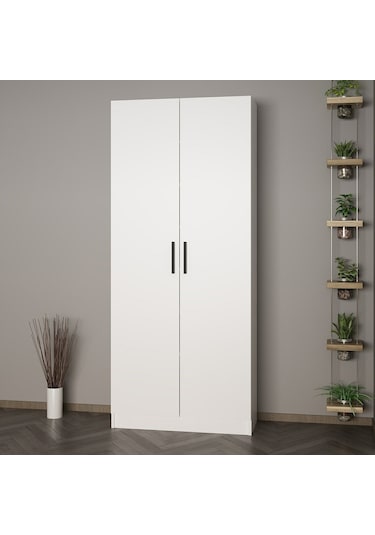 Minar Kale 210 Cm 2 Kapaklı 2b Raf Portmanto Beyaz