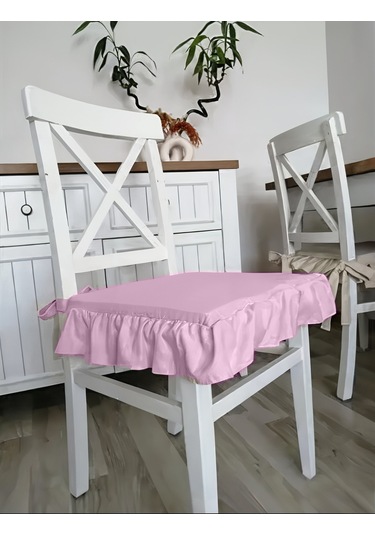 Fırfırlı Sıvı & Leke Itici Iskandinav Sandalye Minderi Pembe Diğer