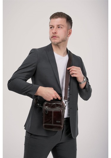 Ççs 31609 Hakiki Deri El Omuz Çantası Kahverengi