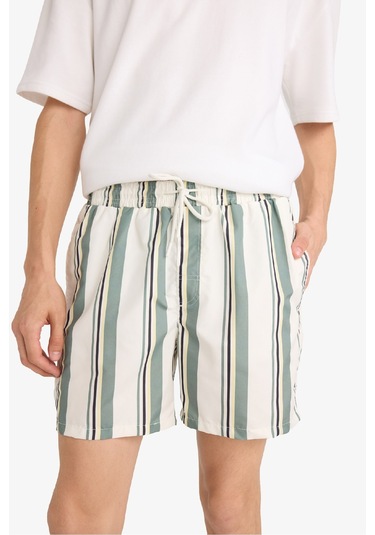 Defacto File Astarlı Microfiber Kısa Boy Deniz Şortu G0177ax25hskh440 Haki
