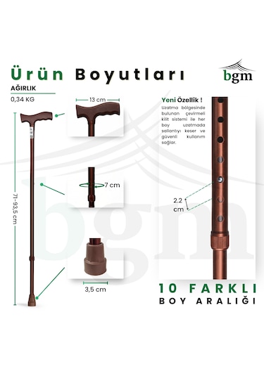Bronz Baston Ayarlanabilir Denge Bastonu -bronz Alüminyum Yüksek Kalite