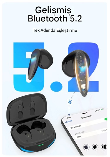 Qasul G10 Kablosuz Bluetooth 5.2 Oyuncu Kulaklığı