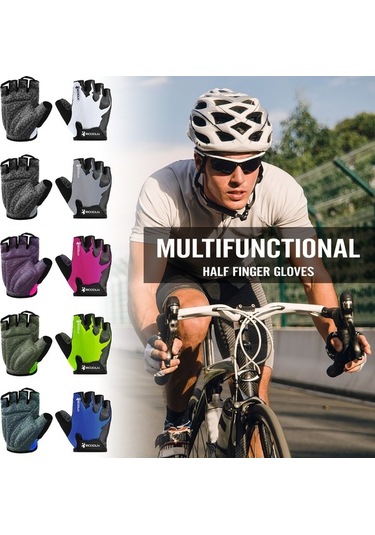 Pazly Şok Emici Dolgulu Spor Eldivenleri - Kaymaz Bisiklet Yarım Parmak Eldiveni Ağır