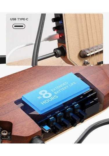 Donner Hush-i Pro Elektro Akustik Gitar Natural Ladin