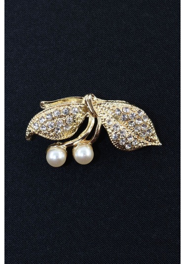 Gold Renk Fiyonk İnci Broş. Kristal Taşlı Tasarım İncili Fiyonk Yaka İğnesi Erkek Kadın Broş Gold