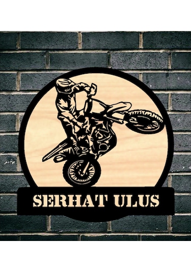 Kişiye Özel Cross Motocross Temalı Ahşap Duvar Tablo
