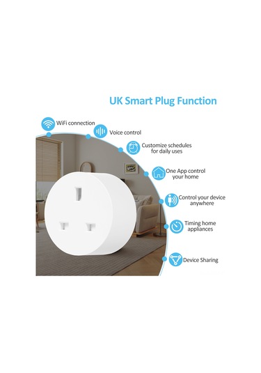 Geeksen Beyaz Akıllı Wi-fi Prizi 230v İngiliz Standardı - Akım Tüketim Takibi, Uzak Kumanda Ve Zamanlama Fonksiyonu İle Smart Life Uygulaması Desteği