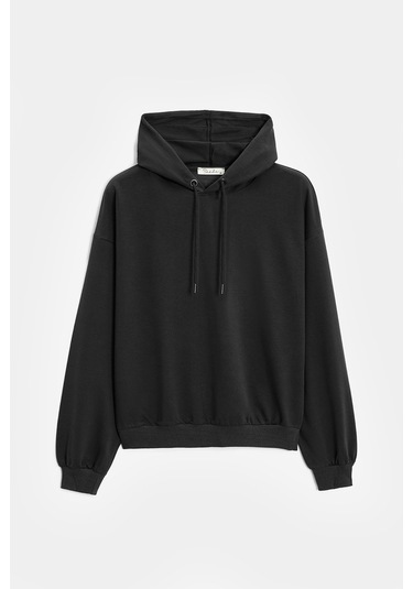 Sââde Kadın Oversize Kapüşonlu Basic Hoodie Sweatshirt Siyah Sââde Kadın Oversize Kapüşonlu Basic Hoodie Sweatshirt Siyah