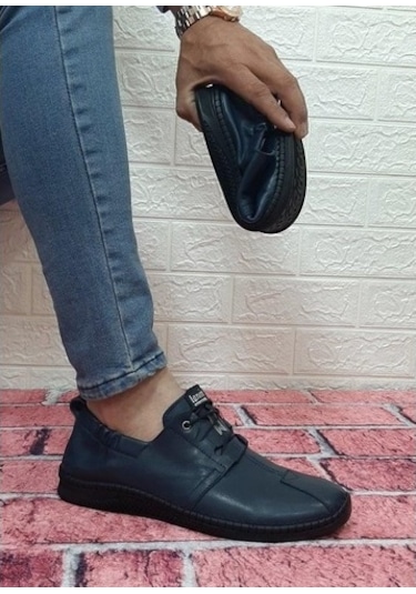Voyager 5146 Lacivert Hakiki Deri Ortapedik Erkek Ayakkabı