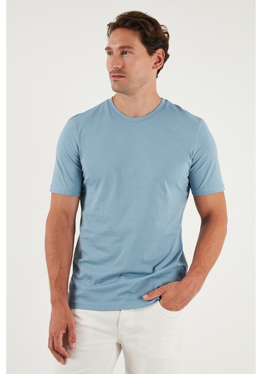 Buratti Pamuklu Regular Fit Bisiklet Yaka Erkek T Shirt 59020204 Mavi
