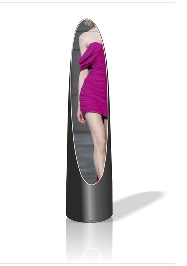 İlginç Değişik Silindirik Boru Kütük Elips 140 Cm Cam Boy Aynası Siyah