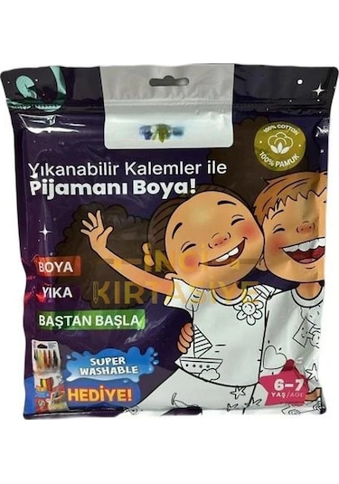 Mey İthalat Kalem Hediyeli Boyanabilir Pijama 6-7 Yaş Çok Renkli