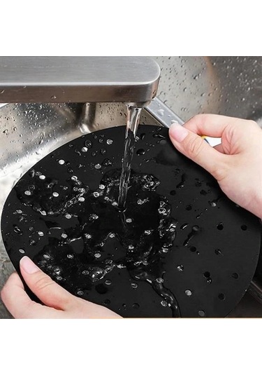 Buffer Renkli Isıya Dayanıklı Yıkanılabilir Silikon Fırın Ve Airfryer Yuvarlak Pişirme Matı 23 Cm Çok Renkli