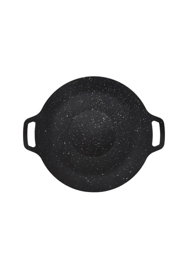 30cm Açık Hava Kamp Izgara Plakası Yapışmaz Kore Barbekü Plakası Siyah