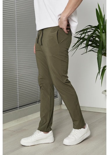 Haki Renk Paraşüt Kumaş Jogger Pantolon ... Haki Renk Paraşüt Kumaş Jogger Pantolon ...