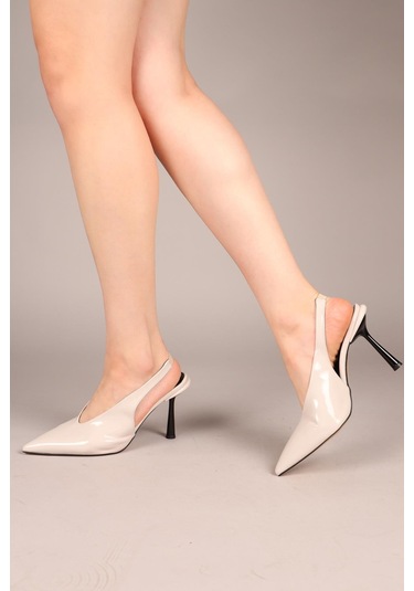 Yaleni Arkası Lastikli Rugan Stiletto Gri-8213 Gri