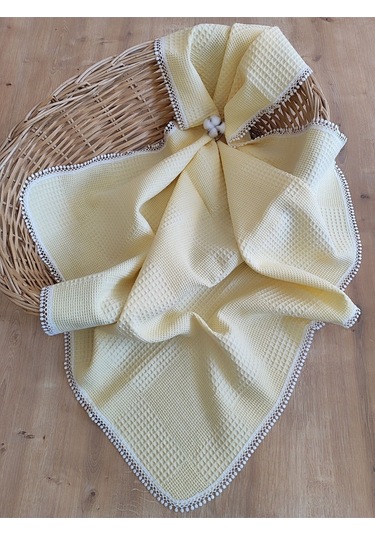 Bebek Battaniyesi Bebek Örtüsü Puset Örtüsü Çok Amaçlı Bebek Pikesi Mevsimlik Hediyelik 80x90 Cm Sarı