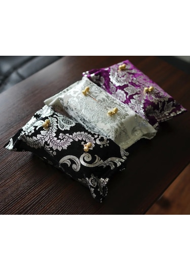 Siyah 18 Cm X 32 Cm-klasik Gümüş Pompalama Kağit Kutu Doku Kutusu Seti Moda Araba Moda Bez Havlu Setleri