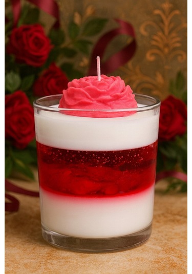 Gül Kokulu Mum Bardakta Gül