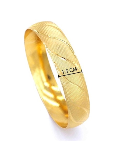 Ferizz 22 Ayar Altın Kaplama Kadın Bilezik 15Mm Kalınlık Blz-1078 Altın