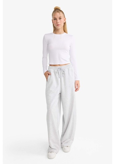 Defacto Coool Barrel Fit Beli Bağcıklı Geniş Paça Eşofman Altı F3364ax25augr256 Gri-gr256