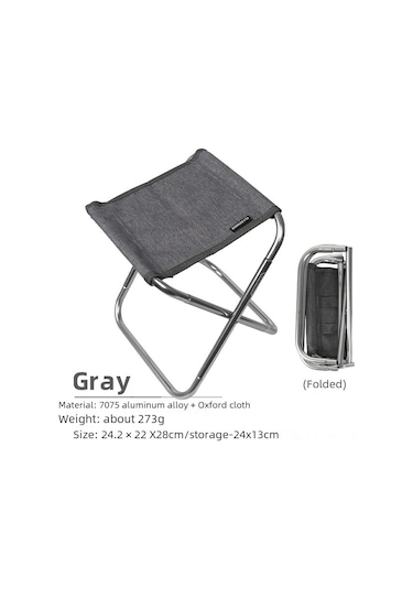 Skycity 7075 Alyuminyum Çıkışlı Katlanabilir Sandalye - Balıkçılık, Manç, Kamp İçin Taşınabilir Konforlu Oturak Gri Gri