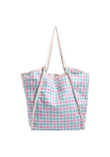 Charhp&kejnt Dopamin Kareli Omuz Çantası Tarzı Küçük Taze Büyük Kapasiteli Çanta Pembe - Yeşil