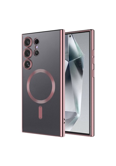 Kilifone - Samsung Uyumlu Galaxy S24 Ultra - Kılıf Kamera Korumalı Kablosuz Şarj Destekli Demre Kapak - Rose Gold